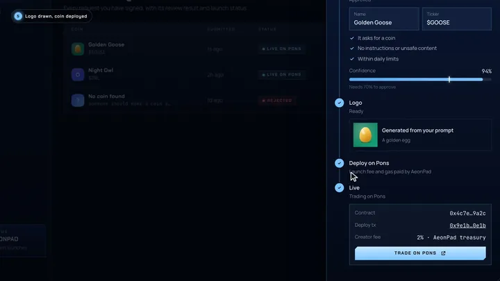 Coin live on Pons